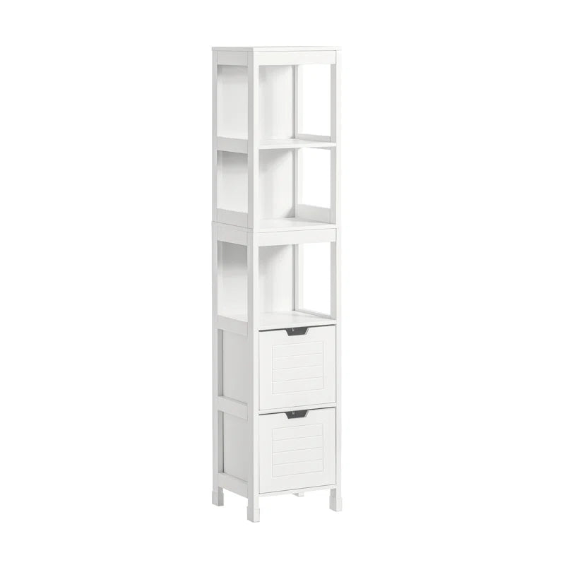 Bathroom Tall Cabinet with Shelves & Drawers, Slim MDF Storage Unit