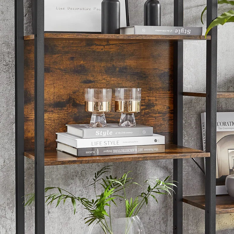 14-Tier Industrial Bookcase with Steel Frame, Large Open Shelving Unit